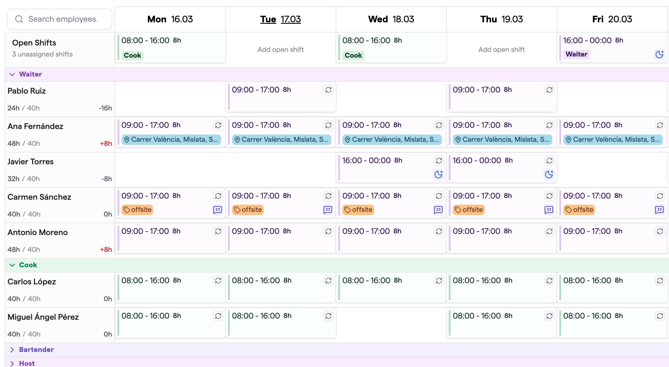Turnozo scheduling interface